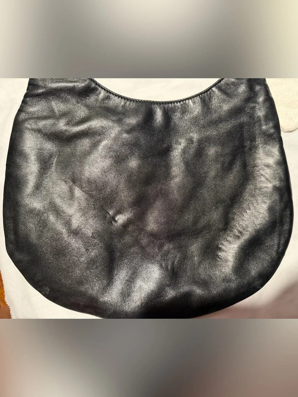 Prada Black Leather Hobo with Gold Chain Accent and dust bag .